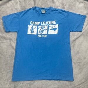 USMC Camp Lejeune Tee Adult M Blue S/S Tee Marine Corps North Carolina Base